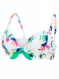 WHITE Toucan Print Plunge Bikini Top - Size 32 to 38 (A-B-C-D-DD)