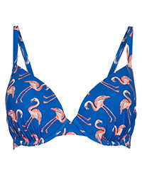 NAVY Flamingo Print Plunge Bikini Top - Size 32 (B-F)
