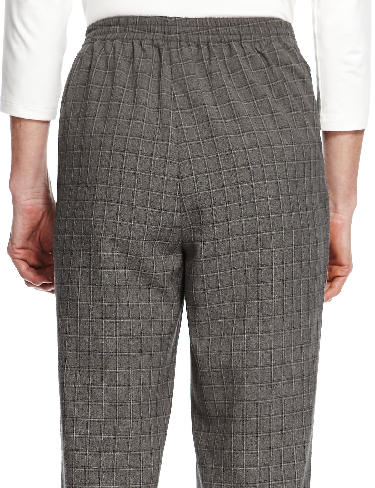 Marks and Spencer - - M&5 MINK Straight Leg Checked Trousers - Size 16 ...