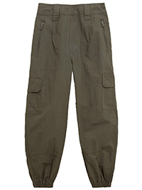 DARK-OLIVE Pure Cotton Utility Cuffed Walking Trousers - Size 8 to 18