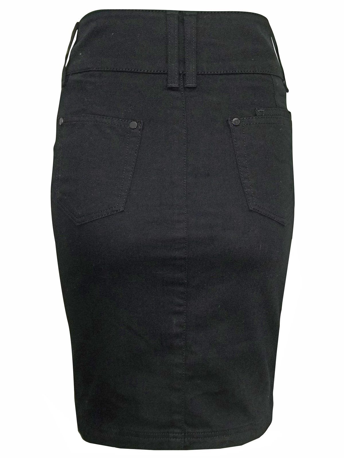 Marks and Spencer - - M&5 Black Denim High Waist Zip Front Skirt - Size ...