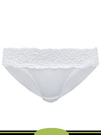WHITE Cotton Rich Lace Waist Bikini Knickers - Size 6 to 18