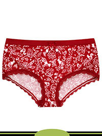 RED Cotton Rich Wild Floral Pom Pom Low Rise Shorts - Size 6 to 18