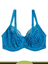 TURQUOISE Joy Lace Wired Full Cup Bra - Size 36 (E-G)