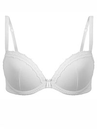 WHITE Embroidered Padded Plunge Bra - Size 38 (E cup) WHITE Embroidered Padded Plunge Bra - Size 38 (E cup)