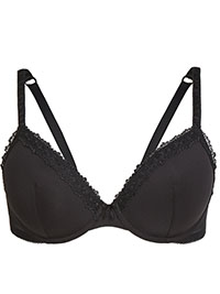 BLACK Embroidered Padded Full Cup Bra - Size 32 to 38 (A-B-D-DD-E) BLACK Embroidered Padded Full Cup Bra - Size 32 to 38 (A-B-D-DD-E)