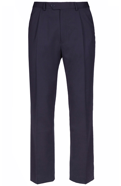 Marks and Spencer - - M&5 NAVY Single Pleat Wool Blend Trousers - Size ...