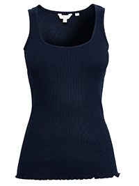 NAVY Frill Cotton Rich Longline Vest - Size 8 to 14