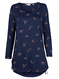 NAVY Alessia Blossom Ditsy Longline Tie Side Top - Size 10 to 14