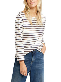 IVORY Pure Cotton Breton Stripe Top - Plus Size 10 to 14