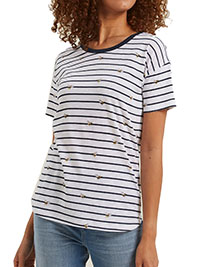 FF NAVY Cleo Striped Bee T-Shirt - Size 10