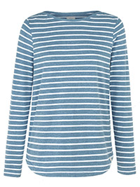 FF SURF-BLUE Cotton Rich Breton Stripe Long Sleeve T-Shirt - Size 12 to 18