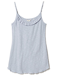 CHAMBRAY Frill Trim Cotton Modal Cami Top - Size 10 to 14