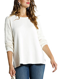 ULLAP CREAM Fancy Knit Sleeve Round Neck Sweatshirt - Plus Size 20/22 & 28/30