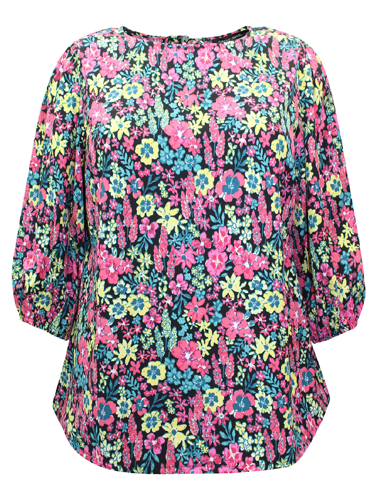Plus Size, Ditsy Floral Print Blouse Top