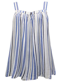 WHITE Sleeveless Striped Textured Swing Cami Top - Size 8 to 22 WHITE Sleeveless Striped Textured Swing Cami Top - Size 8 to 22