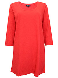 RED Pure Cotton 3/4 Sleeve Tunic - Plus Size 18 to 32