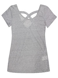 GREY Cotton Blend Cross Back Top - Size 10/12 to 14/16 (EU 38/40 to 42/44)