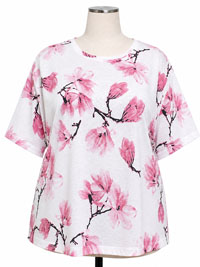 PINK Floral Print Short Sleeve Top - Plus Size 20/22 to 24/26 (P1 to P2) PINK Floral Print Short Sleeve Top - Plus Size 20/22 to 24/26 (P1 to P2)