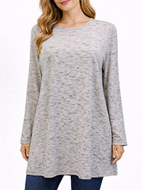 GREY-MARL Modal Blend Long Sleeve Top - Size 8 to 22 (US XS to 2X)