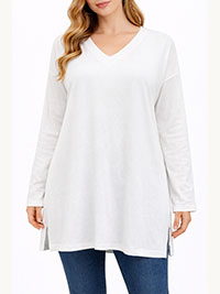 IVORY Supima Cotton Long Sleeve Tunic - Size 8 to 28/30 (US XS to 4X)