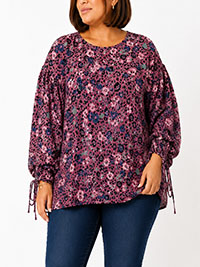 PINK Animal Print Reversible Ruched Sleeve Boxy Top - Plus Size 16 to 18