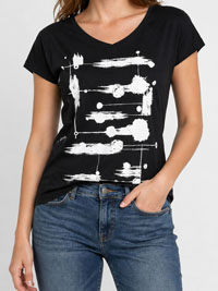 BLACK/WHITE Pure Cotton Abstract Print T-Shirt - Plus Size 14/16 to 30/32 (M to 3XL)