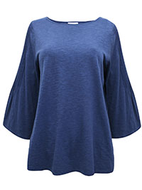 INDIGO Pure Cotton Pintuck Sleeve Top - Size 8 to 28/30 (US XS to 4X)