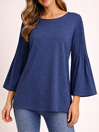 INDIGO Pure Cotton Pintuck Sleeve Top - Size 8 to 28/30 (US XS to 4X)