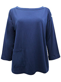 NAVY Button Shoulder Top - Size 10 to 22 (US S to 2X)