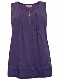 DEEP-PURPLE Pure Cotton Sleeveless Pintuck Top - Size 10 to 14