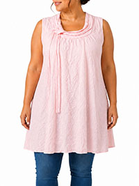 PINK Tie Cowl Neck Crushed Layering Tunic Vest - Size 10/12 to 22/24 (US S to XL)