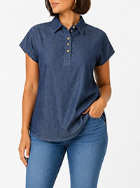 CHAMBRAY Cap Sleeve Lyocell Shirt - Plus Size 12 to 22 (XS to XXL)