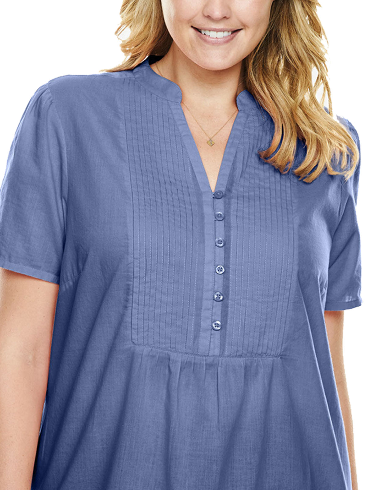 Woman Within - - LAVENDER Pintucked Half Button Tunic - Plus Size 24/26 ...