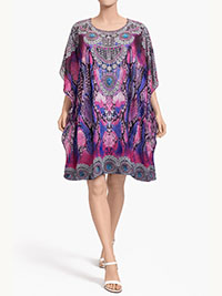 PINK Animal Print Rhinestone Embellished Kaftan - Freesize Fits 12-14-16