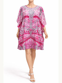 PINK Printed Rhinestone Embellished Kaftan - Freesize Fits 12-14-16