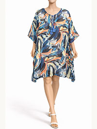 NAVY Printed Sequin Embellished Tassel Tie Kaftan - Freesize Fits Size 10 to 14