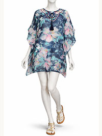 NAVY Sequin Embellished Tassel Tie Kaftan - Freesize Fits 12 to 16