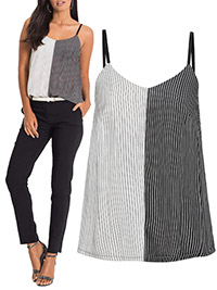 BLACK Splice Striped Woven Cami Top - Size 8 to 24