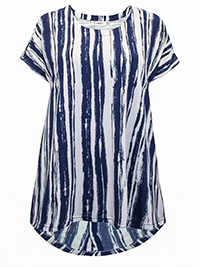 INDIGO Painterly Stripe Drop Back Hem Tunic - Size 8/10 to 16/18 (XS/S to L/XL)