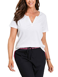 WHITE Pure Cotton Sequin Detail Short Sleeve Top - Plus Size 22/24 to 30/32 (XL to 3XL)