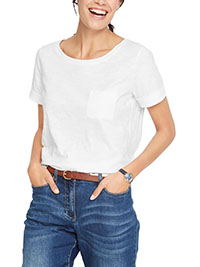 WHITE Pure Cotton Turn Up Short Sleeve Pocket T-Shirt - Plus Size 14/16 to 30/32 (M to 3XL)