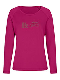 PINK Cotton Rich Embossed 'Feel Good' Slogan Top - Size 10/12 to 26/28