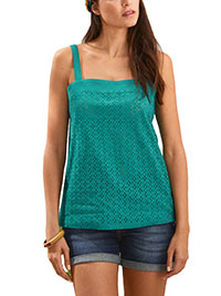 JADE Pure Cotton Broderie Vest Top - Size 12 to 26