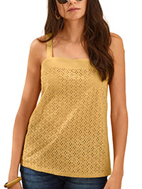 OCHRE Pure Cotton Broderie Vest Top - Size 12 to 24