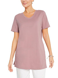 BLUSH Cotton Blend V-Neck Short Sleeve T-Shirt - Plus Size 18/20 to 30/32 (L to 3XL)