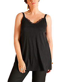 BLACK Eyelash Lace Cami Top - Plus Size 16 to 30 (EU 44 to 58)