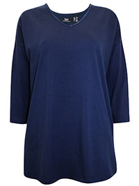 NAVY Cotton Rich 3/4 Sleeve Top - Plus Size 14/16 to 26/28 (M to 2XL)