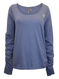 BLUE Pure Cotton Long Sleeve T-Shirt - Plus Size 14/16 (M)