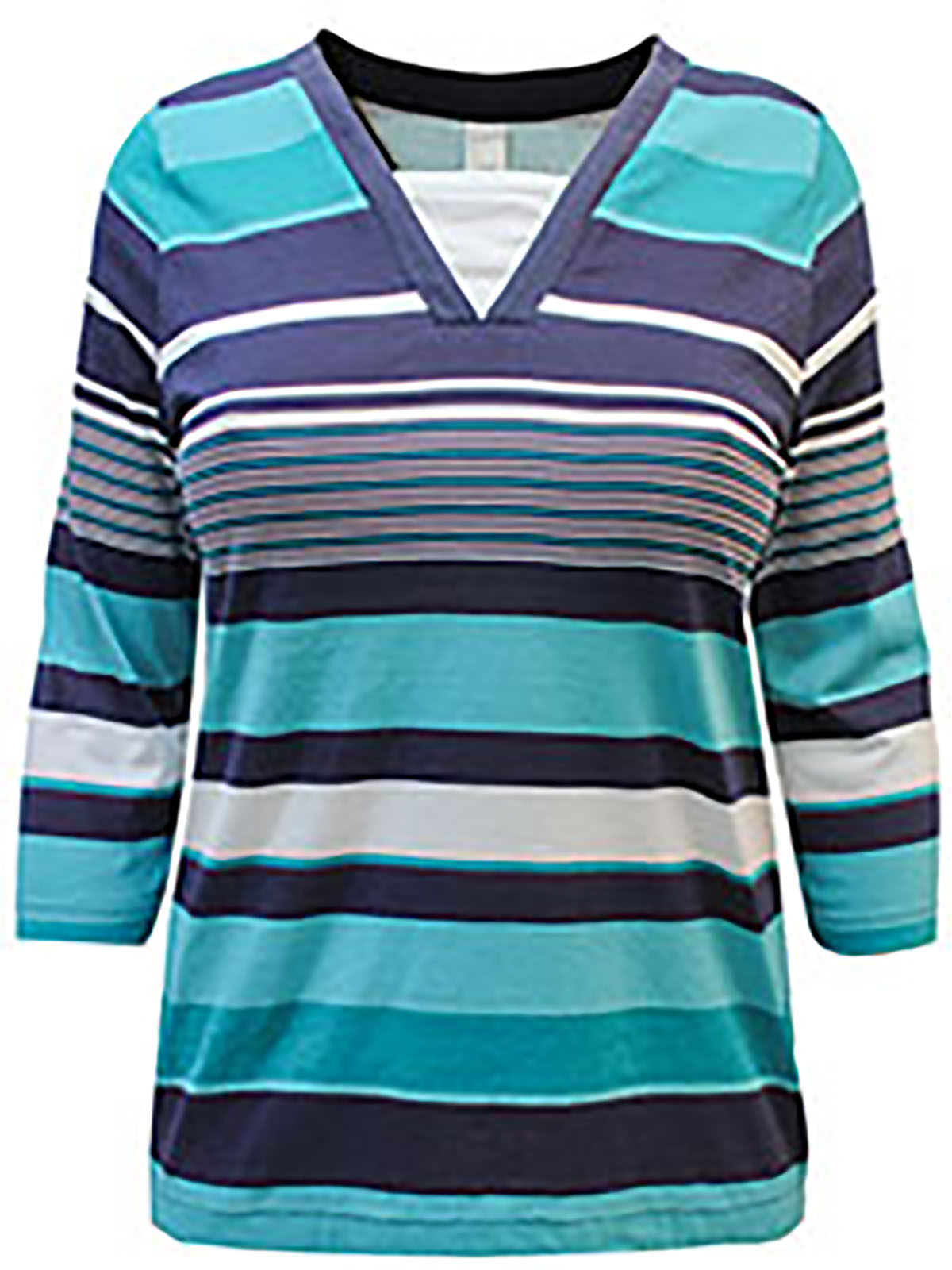 NAVY Pure Cotton Striped 3/4 Sleeve Top - Plus Size 16 to 20